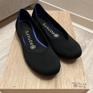 Black round toe Rothy’s flats. Worn only once